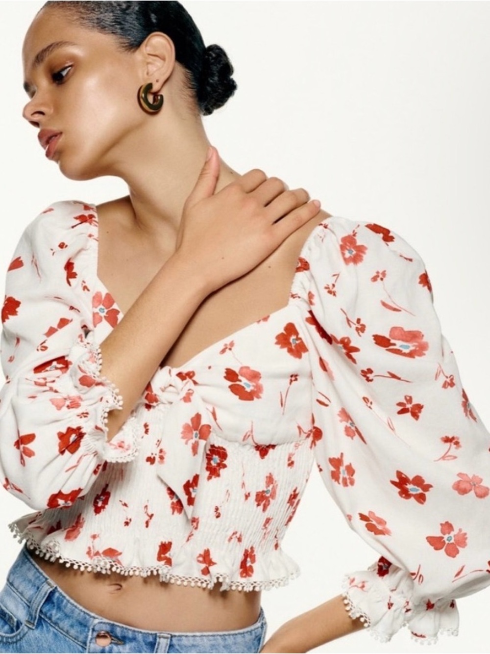 Zara Puff Sleeve Floral Top